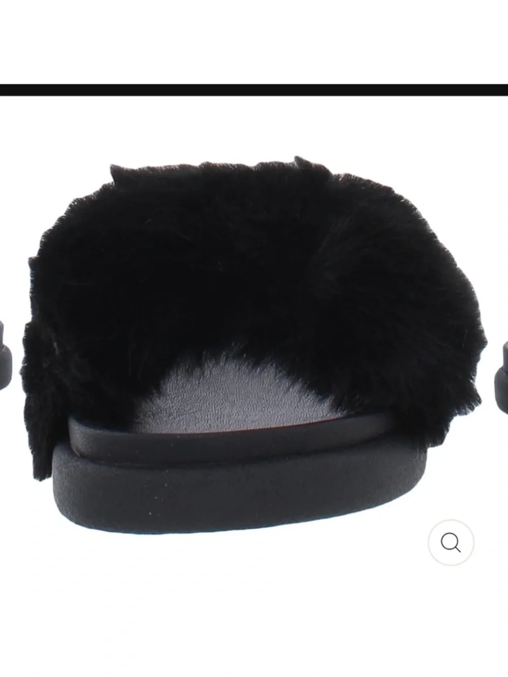 Steve Madden Delphina Faux Fur Open Toe Slide Slipper Sandals in Black - Picture 3 of 9